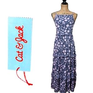 Cat & Jack Purple floral Ruffle Maxi Dress GIRLS Size 14/16